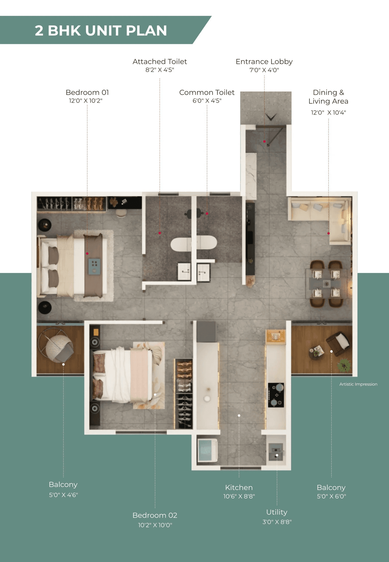 Runaa Saukhyam Unit plan - 687 sq.ft.