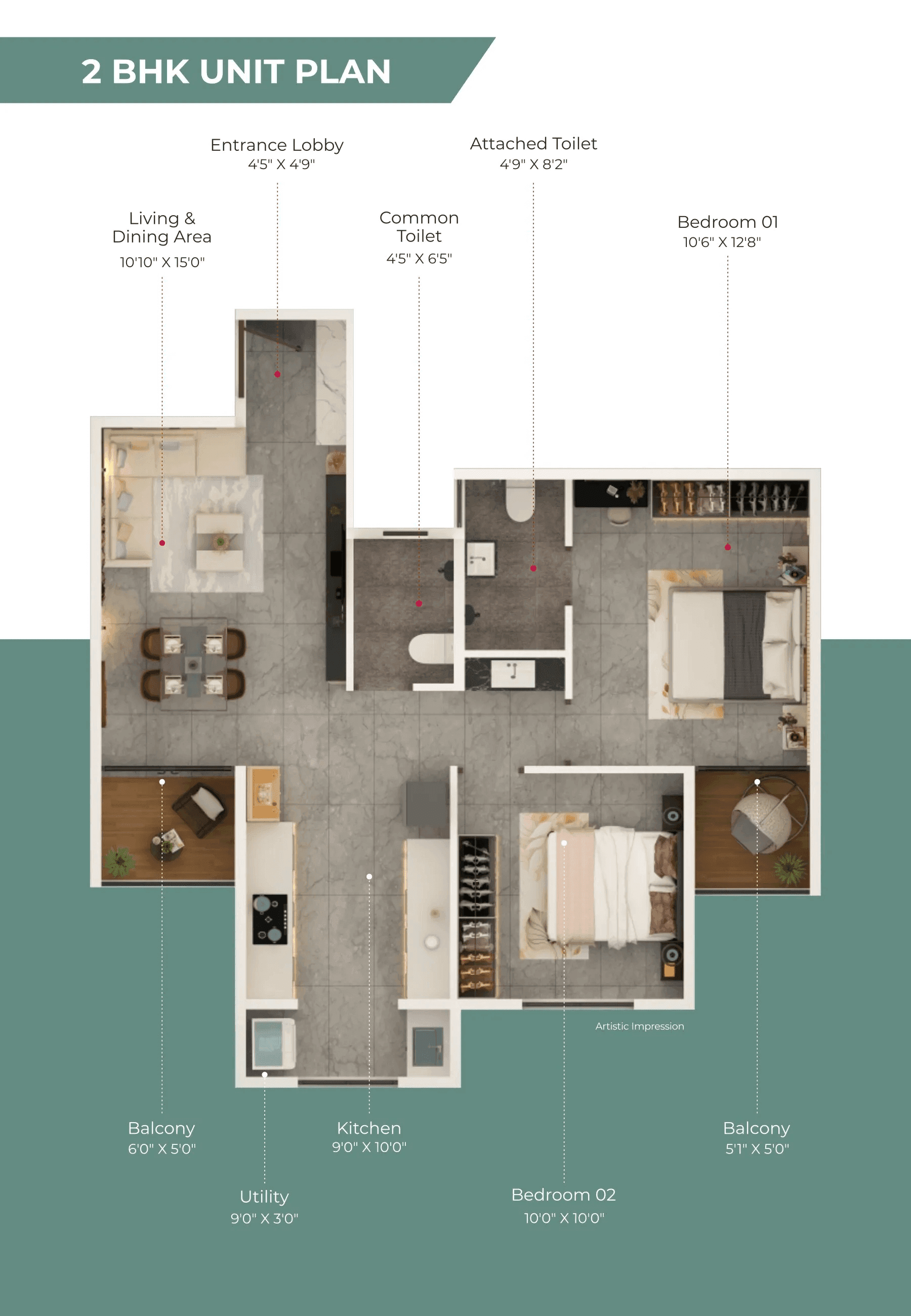 Unit plan - 727 sq.ft.