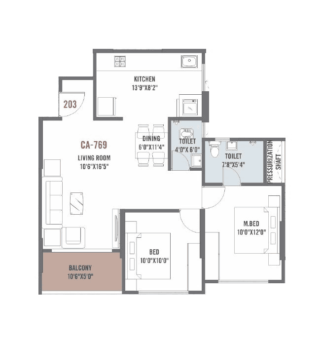 Unit plan - 769 sq.ft.