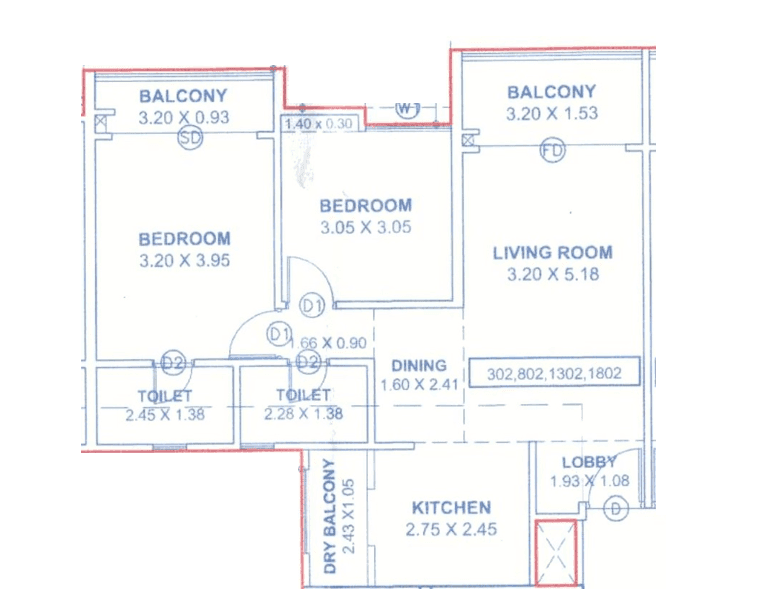 Unit plan - 803 sq.ft.