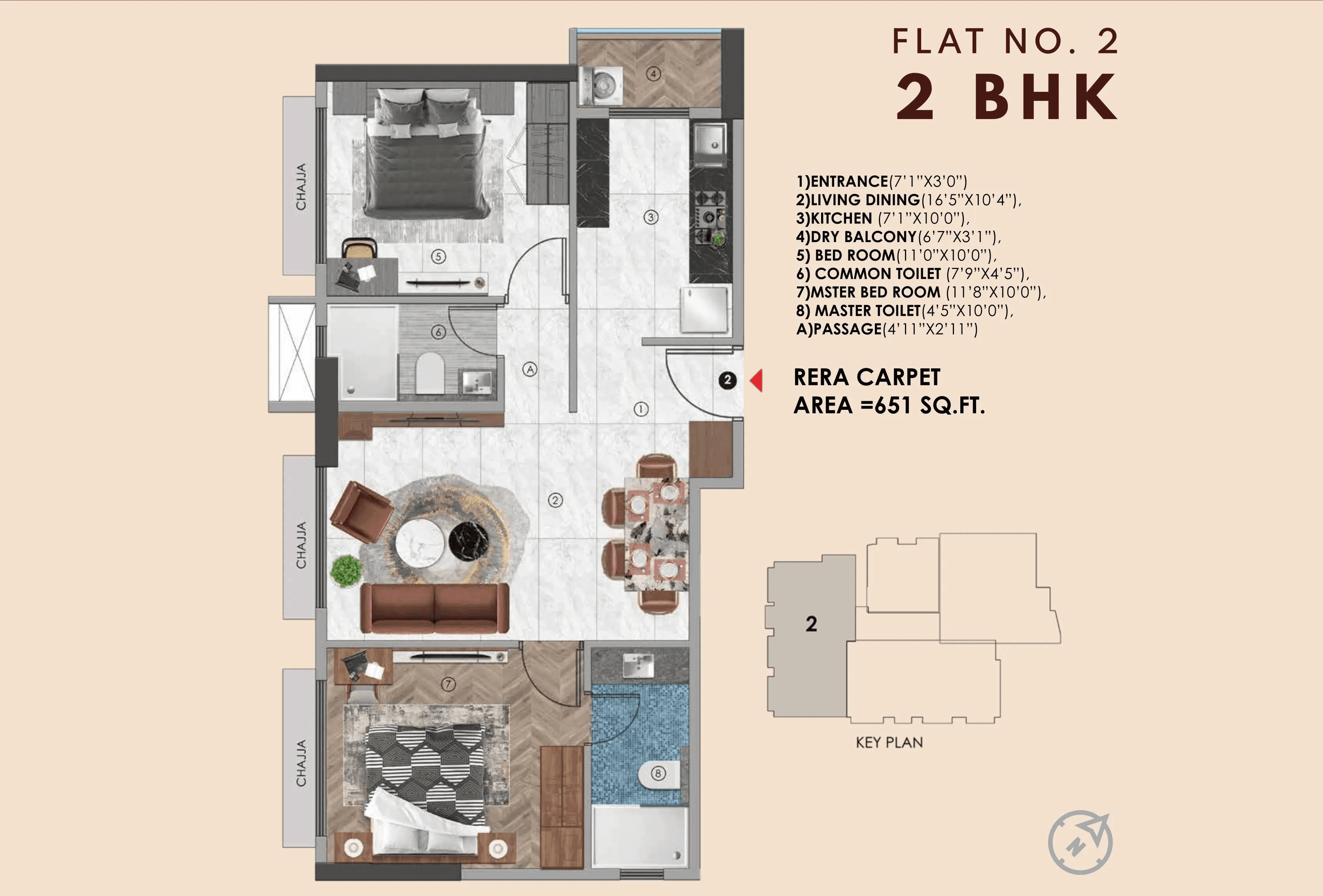 Unit plan - 651 sq.ft.