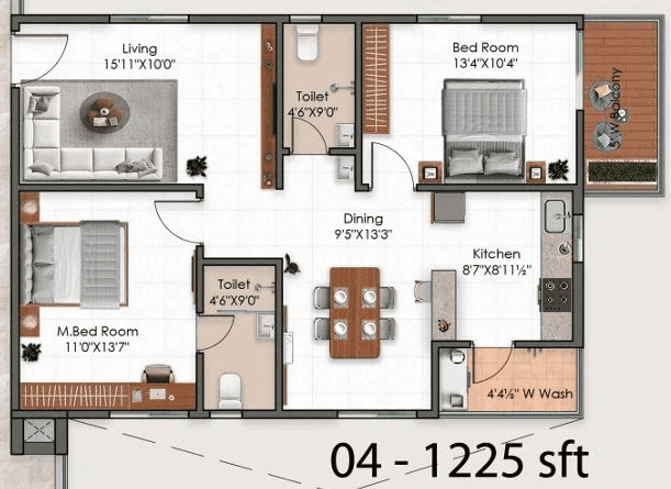 Magna Solitaire Unit plan - 789 sq.ft.