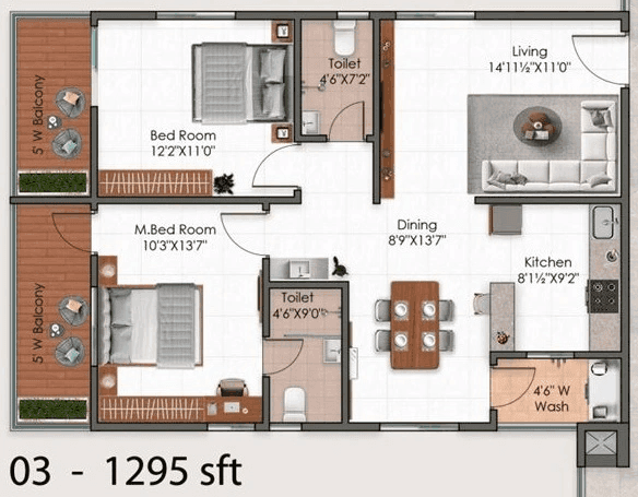 Magna Solitaire Unit plan - 772 sq.ft.