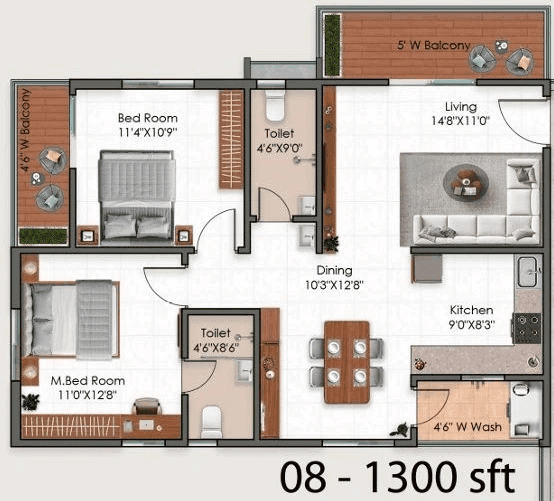 Magna Solitaire Unit plan - 771 sq.ft.