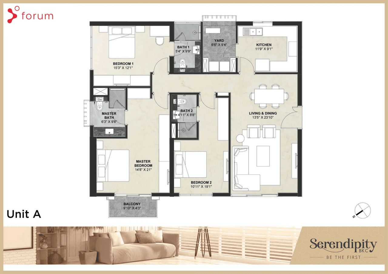 Forum Serendipity Unit plan - 1465 sq.ft.