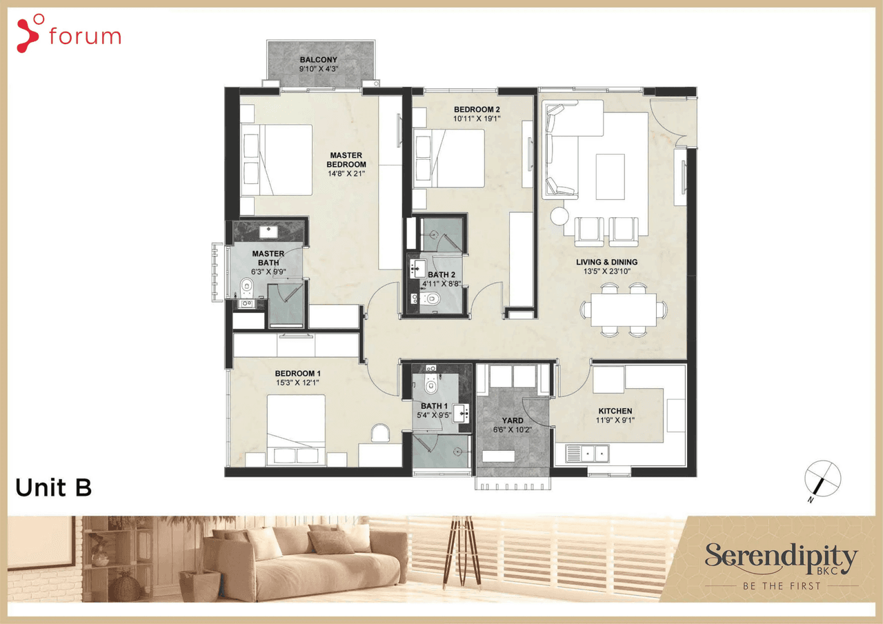Forum Serendipity Unit plan - 1467 sq.ft.