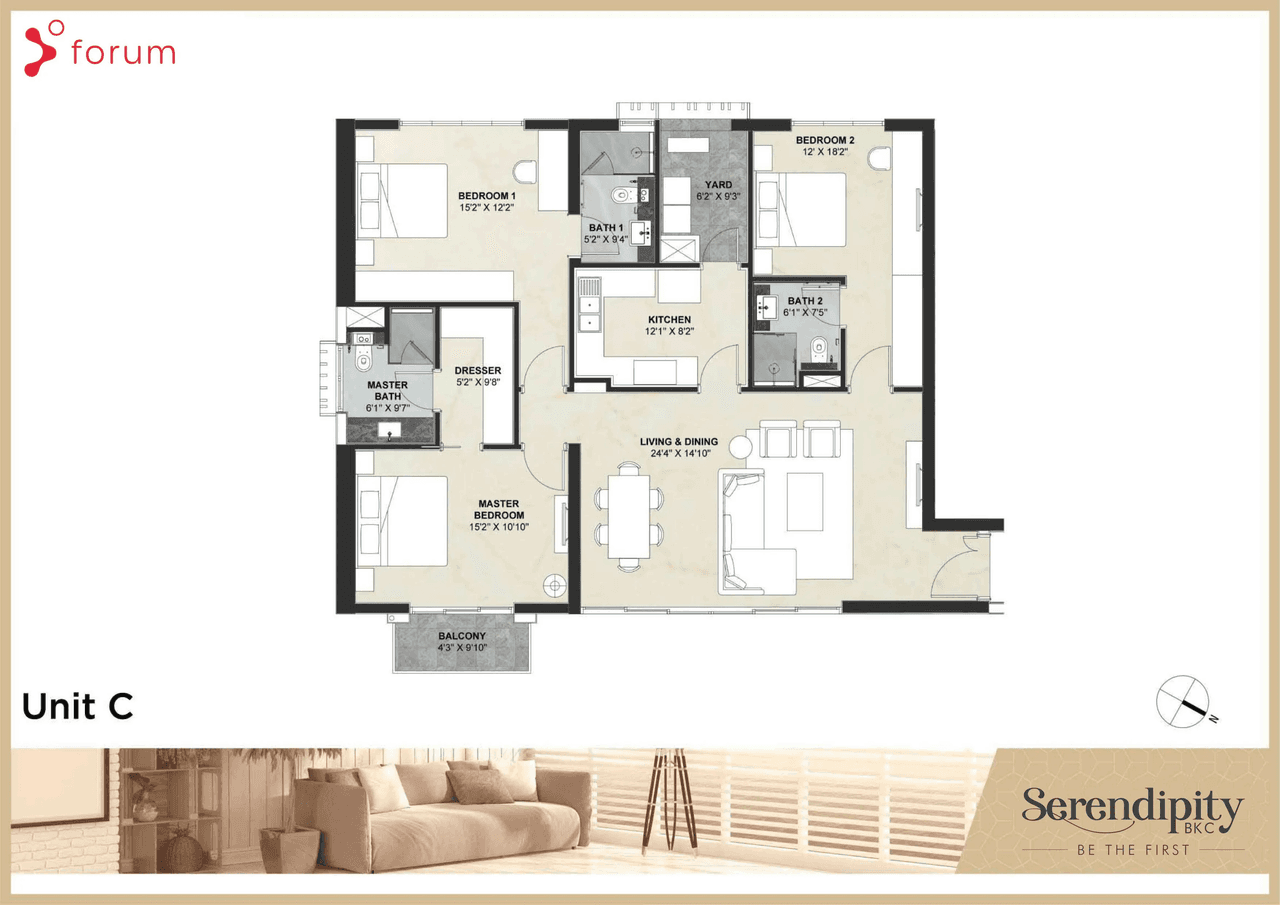 Forum Serendipity Unit plan - 1482 sq.ft.