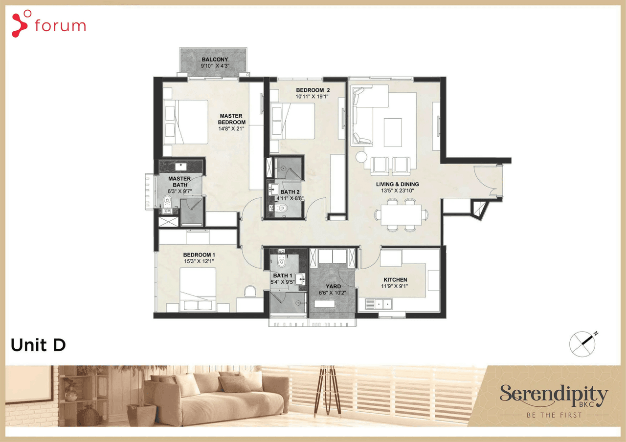Forum Serendipity Unit plan - 1548 sq.ft.