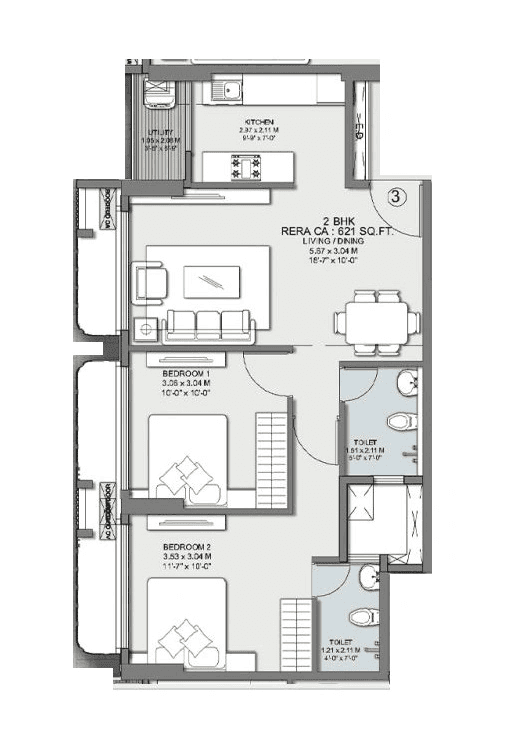 Unit plan - 621 sq.ft.