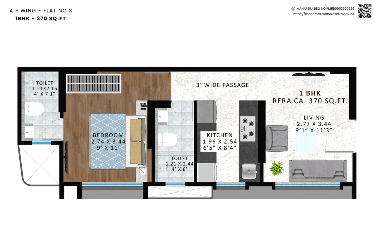 Agrawals Aarambh Unit plan - 370 sq.ft.