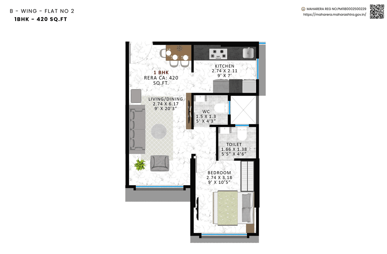 Agrawals Aarambh Unit plan - 420 sq.ft.