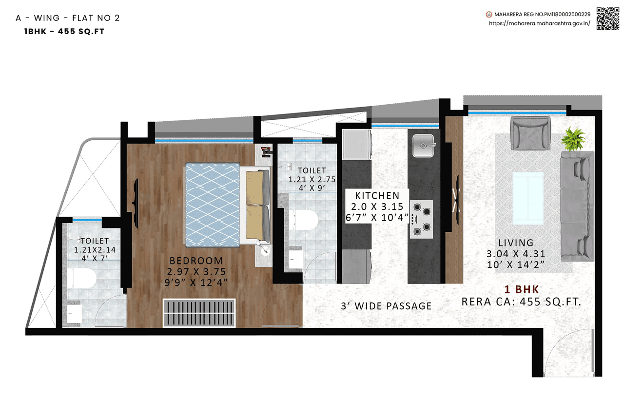 Agrawals Aarambh Unit plan - 455 sq.ft.