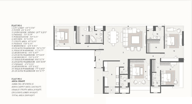 Paradigm Superstar Unit plan - 2389 sq.ft.