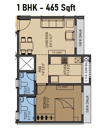 Unit plan - 465 sq.ft.