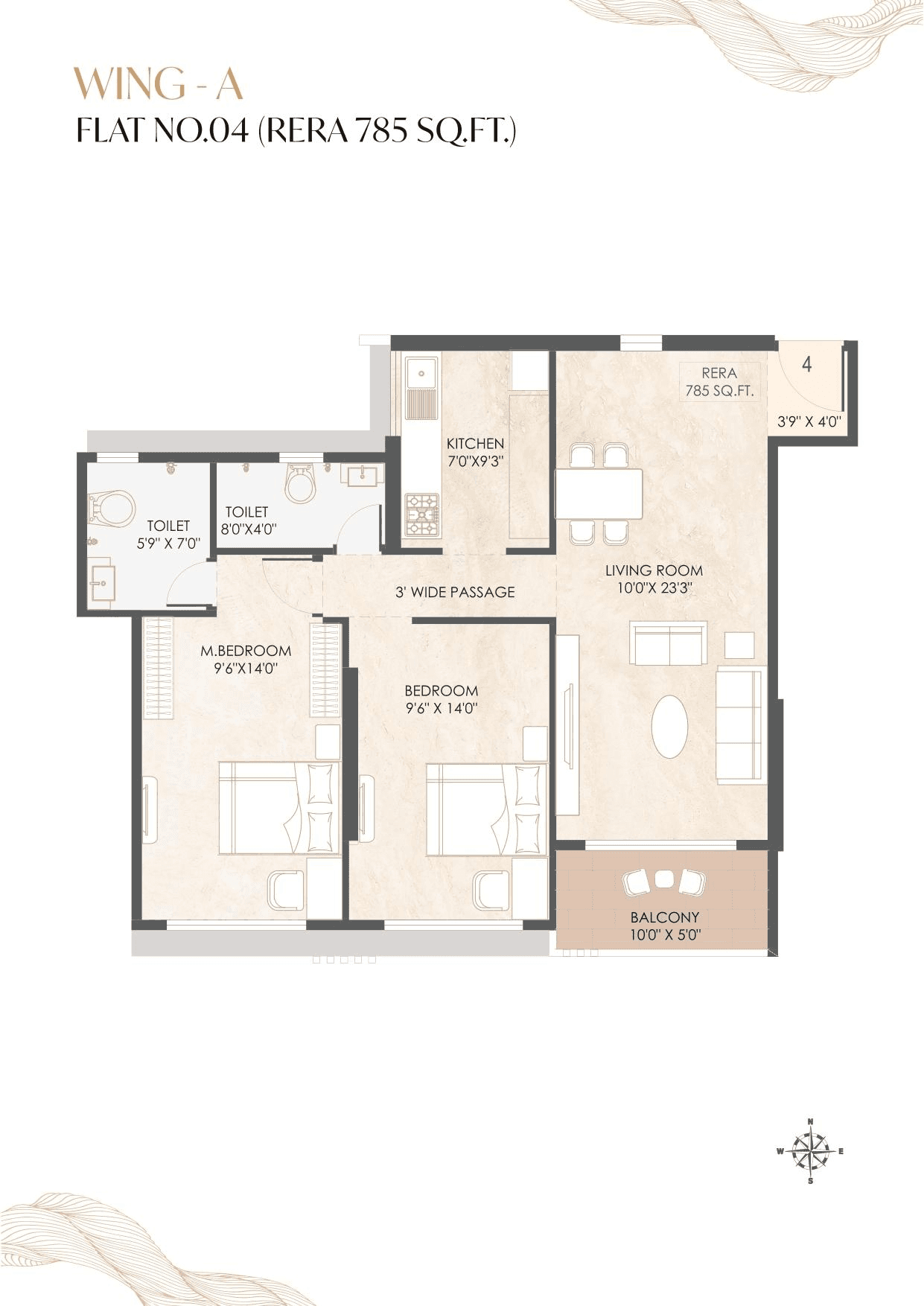 PSK Aura Unit plan - 785 sq.ft.