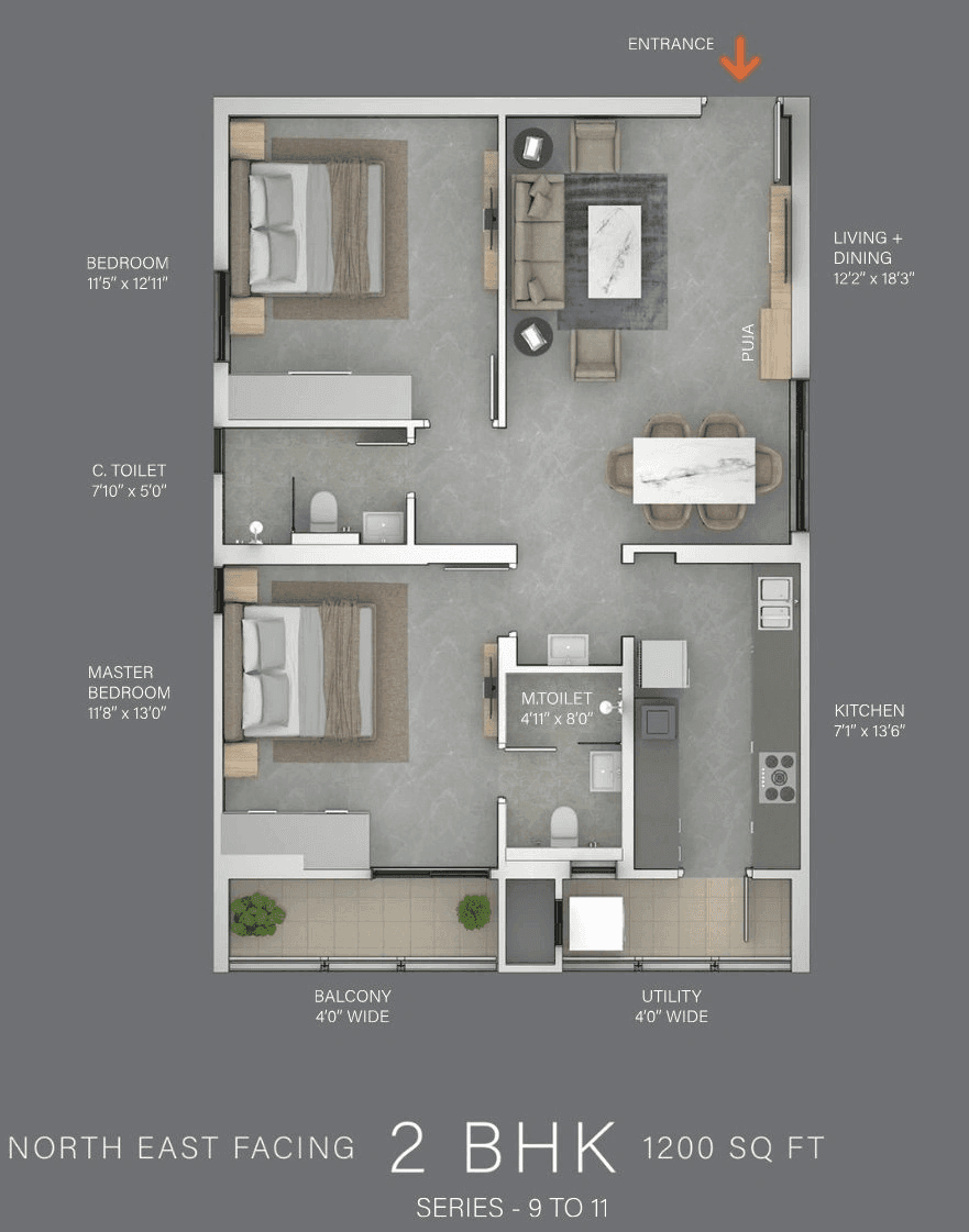 Terminus The Line Unit plan - 828 sq.ft.
