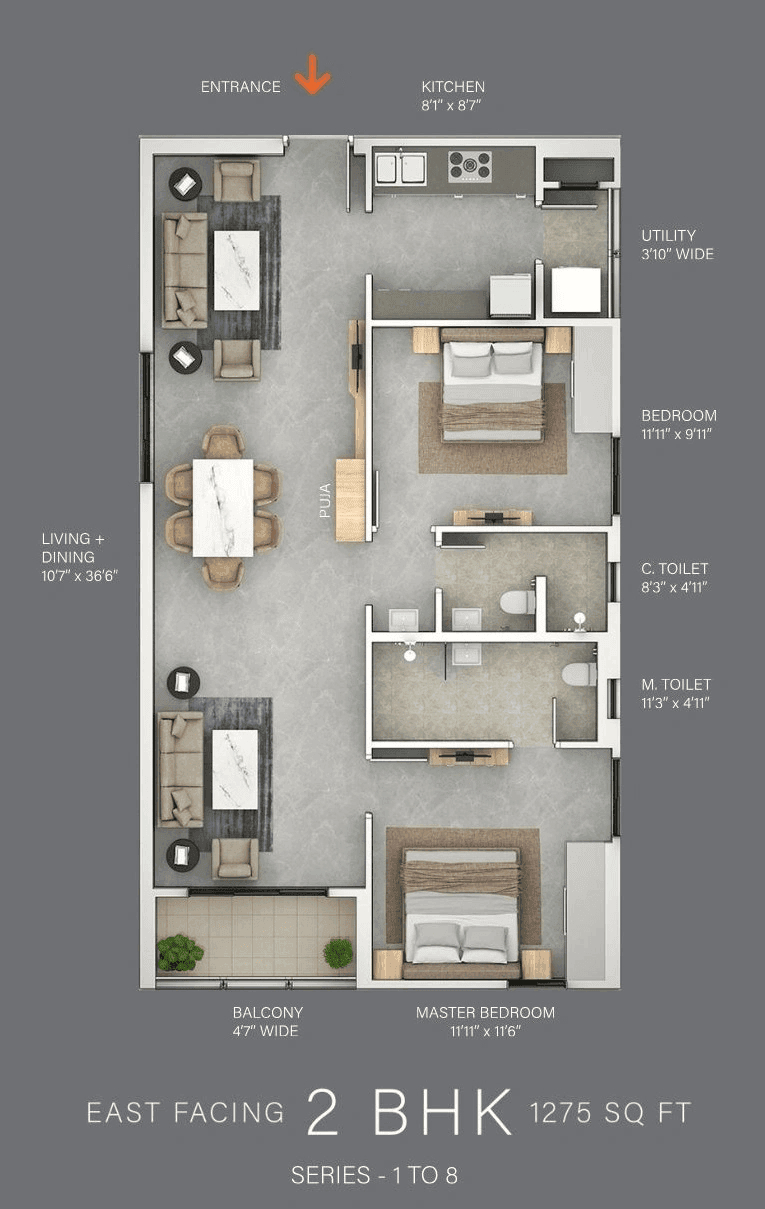 Unit plan - 879 sq.ft.