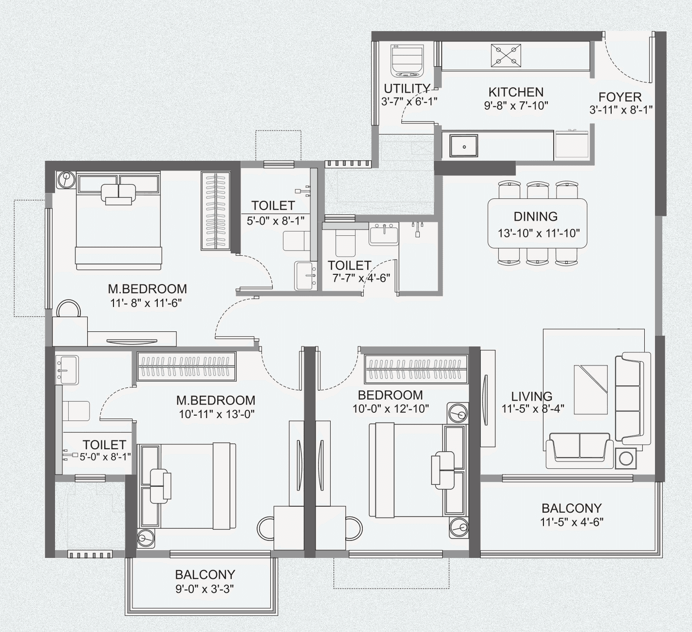 Unit plan - 1025 sq.ft.
