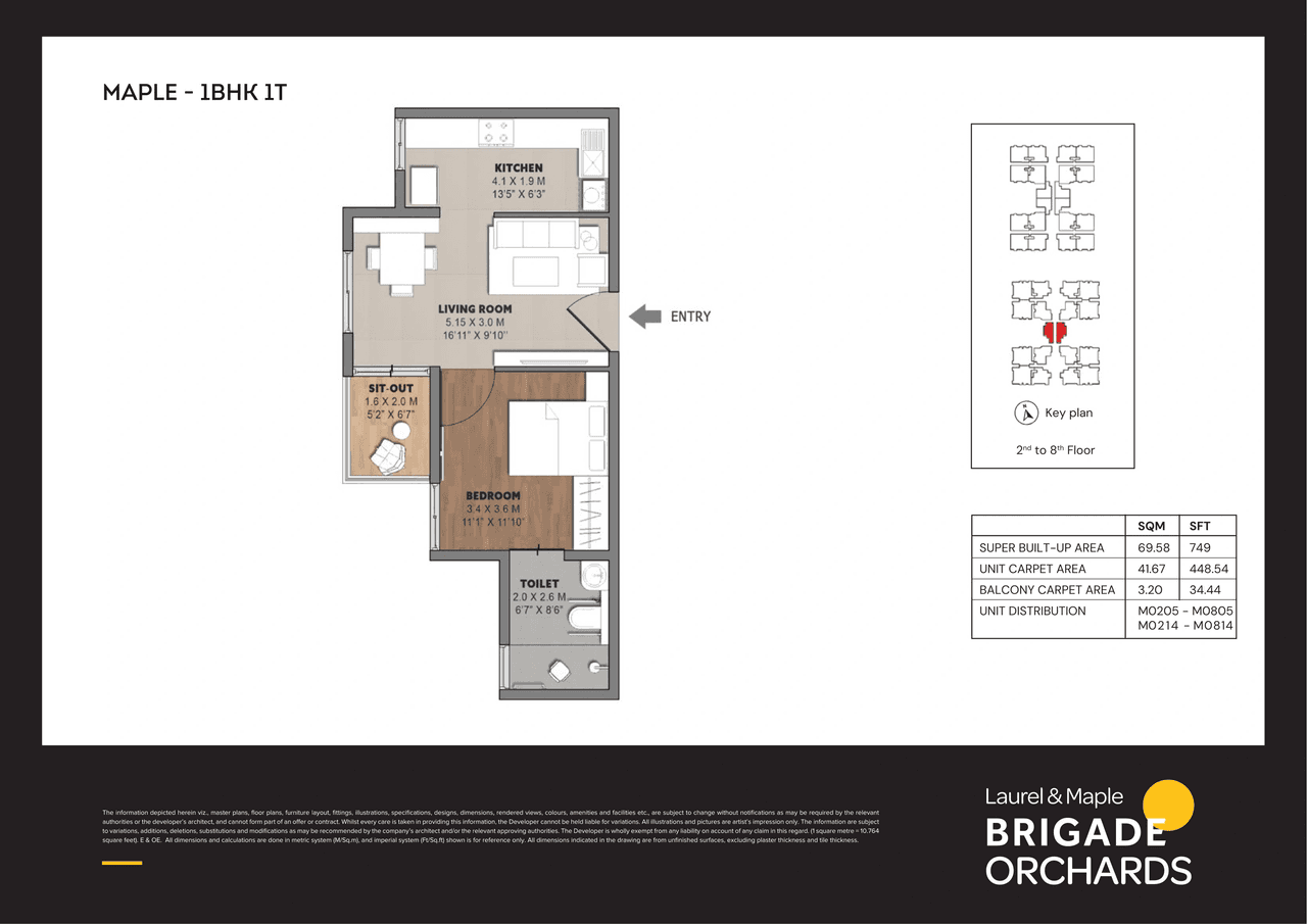 Laurel & Maple at Brigade Orchards Unit plan - 487 sq.ft.