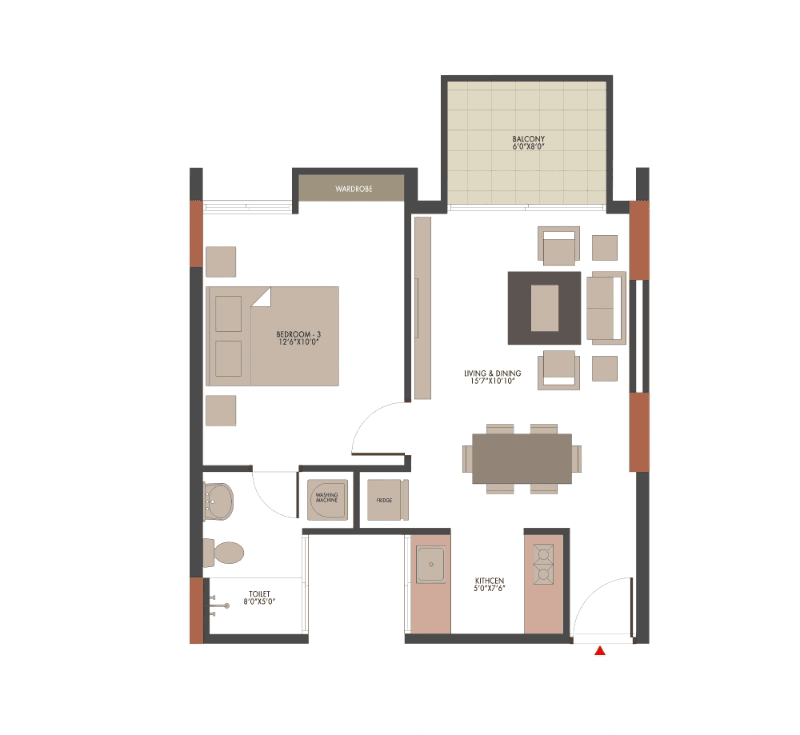 UKN The Belvedere Unit plan - 487 sq.ft.