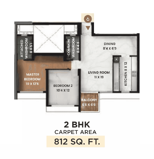 Ajwani Prissa Pratham Unit plan - 812 sq.ft.
