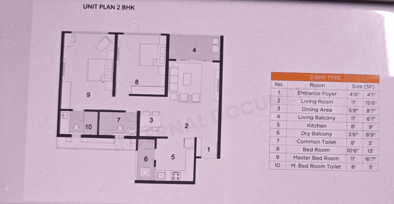 Kolte Patil Sinhagad Road Unit plan - 840 sq.ft.