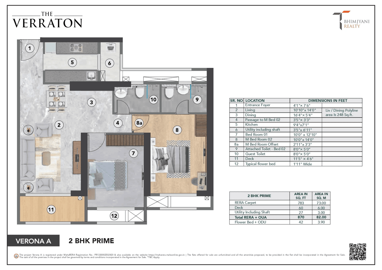 T Bhimjyani The Verraton Unit plan - 870 sq.ft.