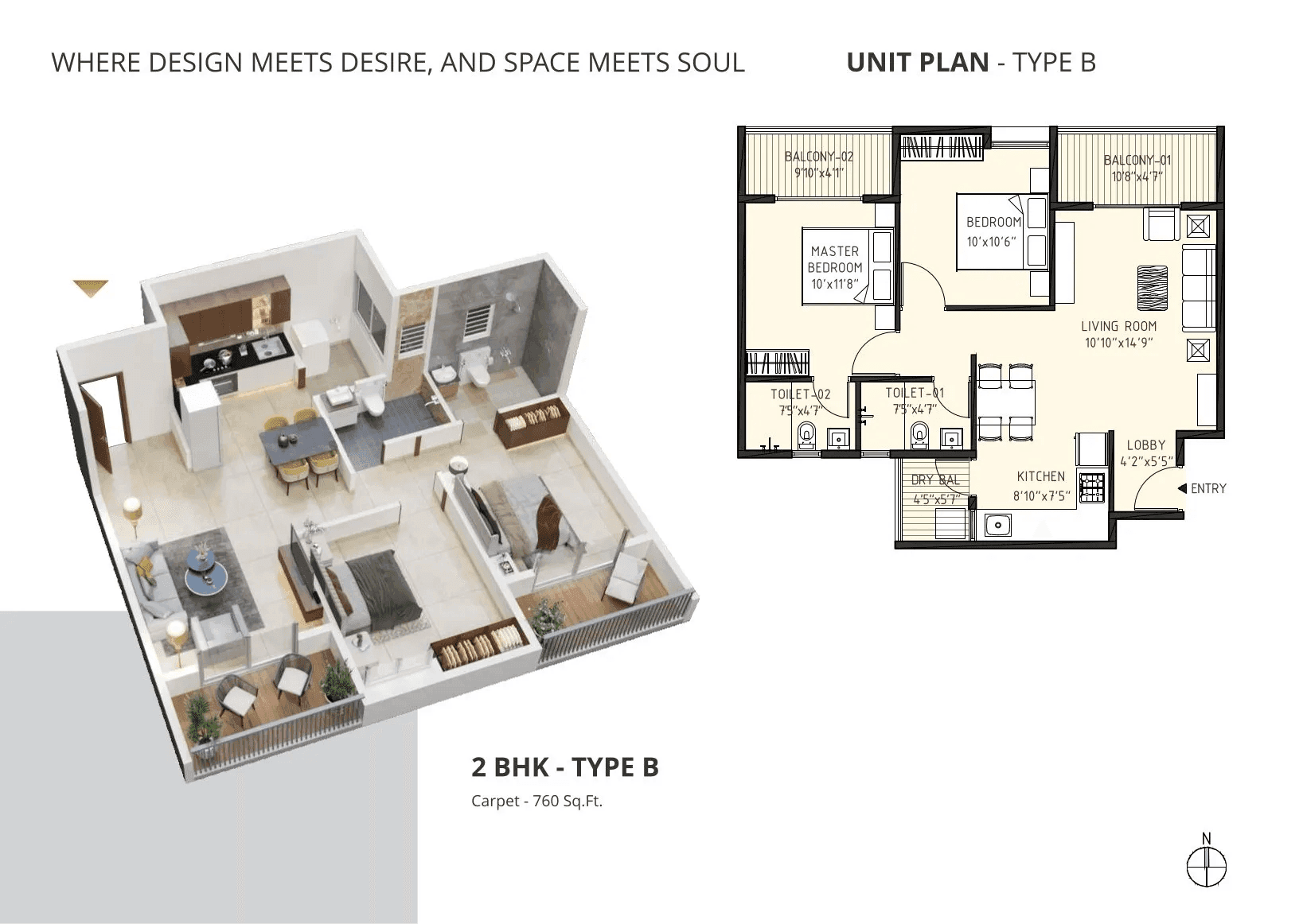 Unit plan - 760 sq.ft.