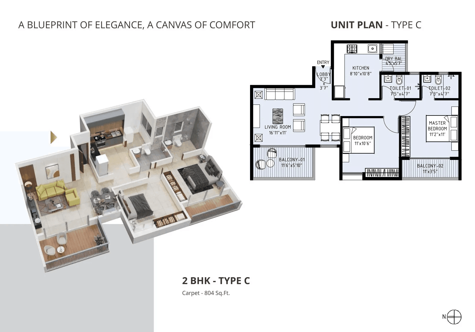 Unit plan - 804 sq.ft.