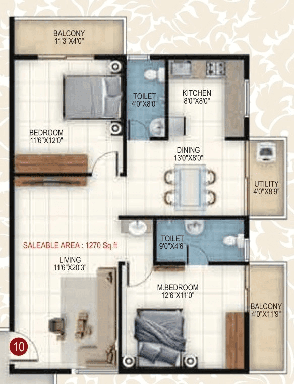Unit plan - 927 sq.ft.