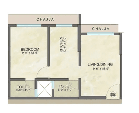 Technovision Vivanta Marvel Unit plan - 412 sq.ft.