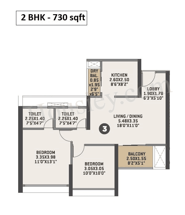 Unit plan - 730 sq.ft.