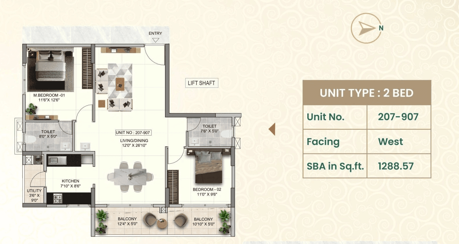 Unit plan - 837 sq.ft.