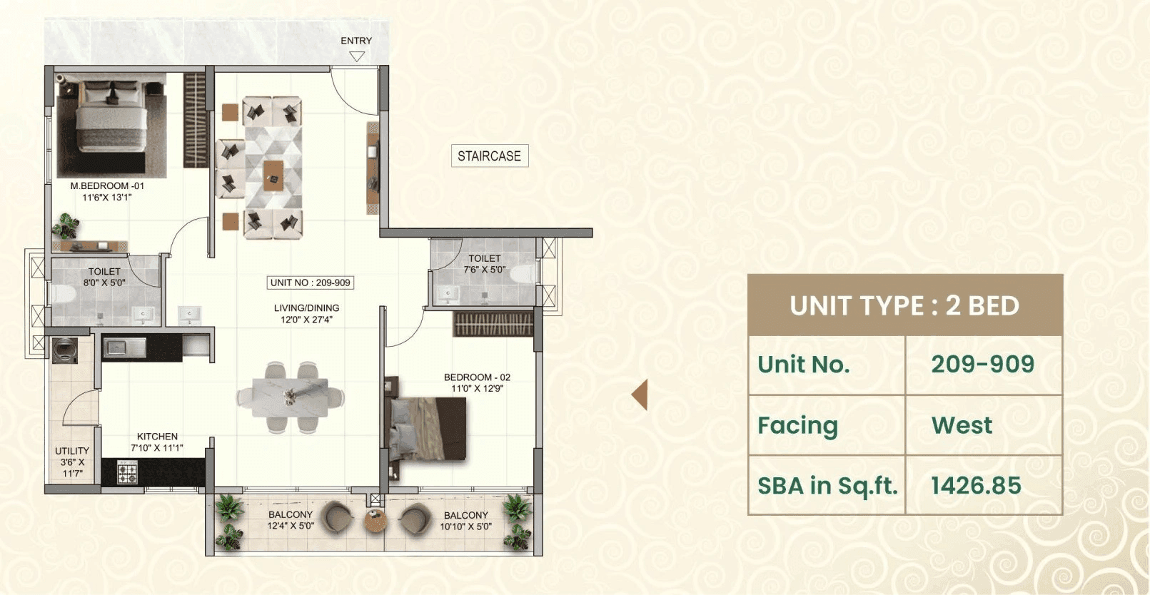 Unit plan - 926 sq.ft.