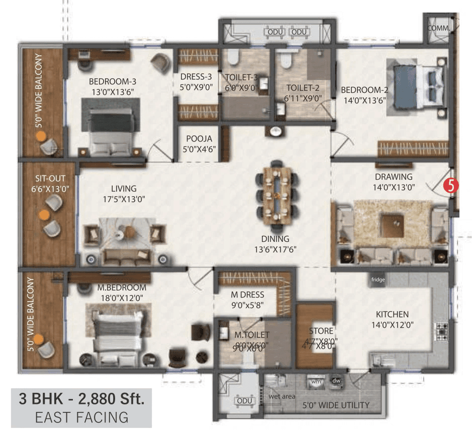 SSI Fortune Water Front Unit plan - 2160 sq.ft.