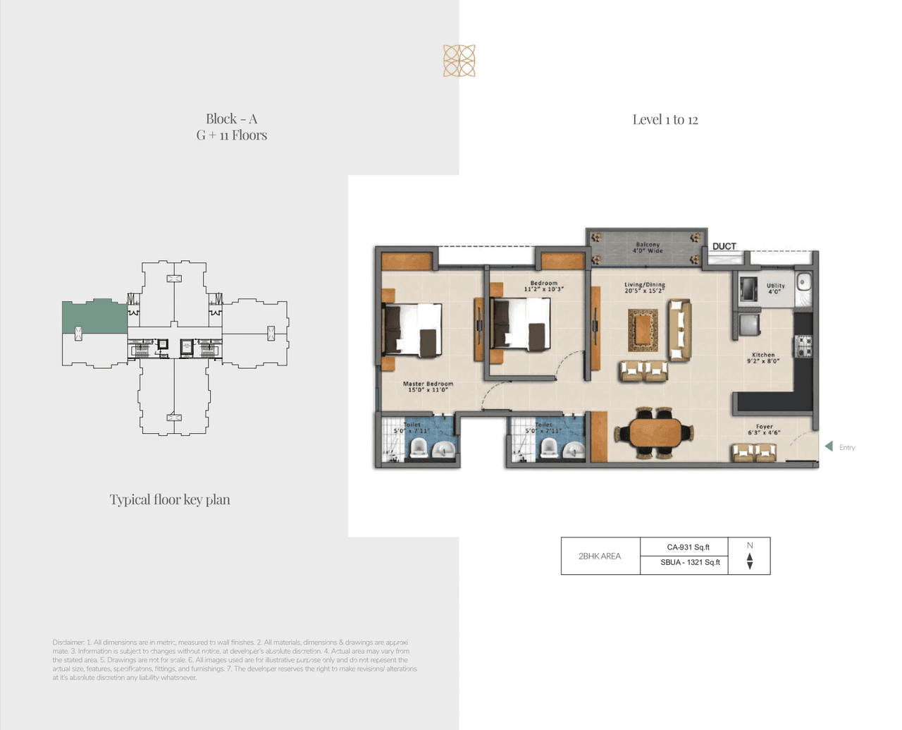 Gopalan Florenza Unit plan - 924 sq.ft.