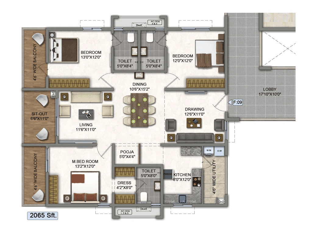 Raghuram A2A Homeland Unit plan - 1236 sq.ft.