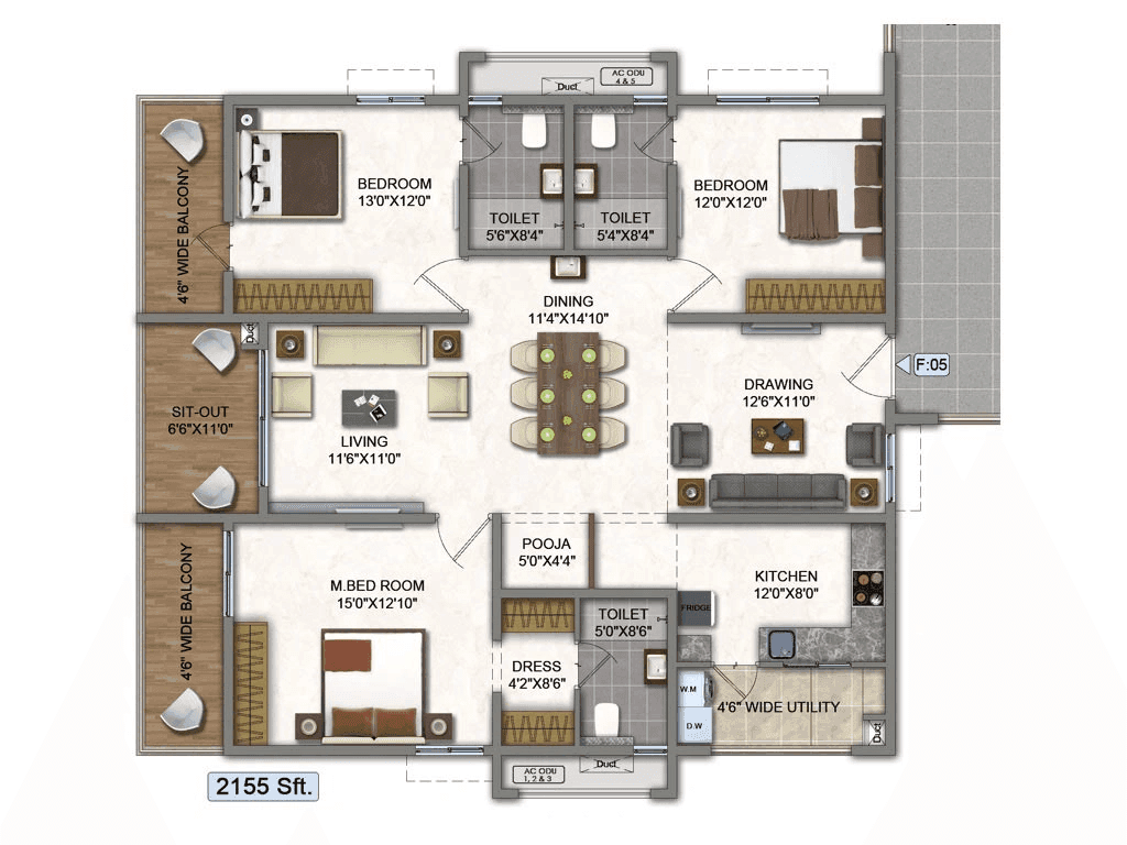 Unit plan - 1359 sq.ft.