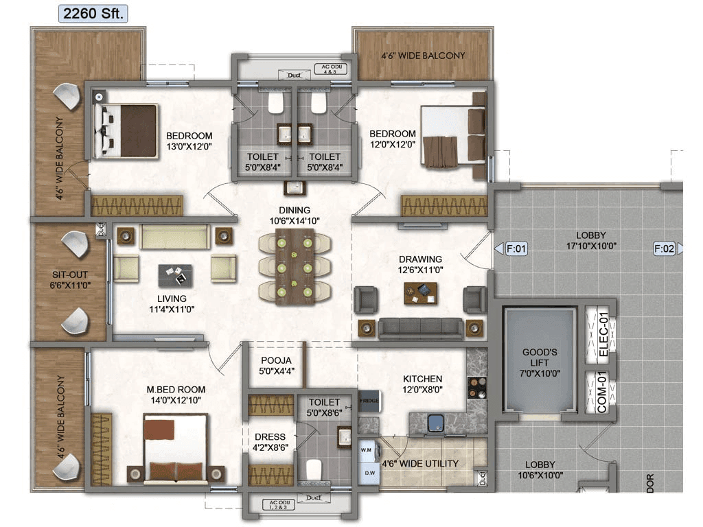 Unit plan - 1326 sq.ft.