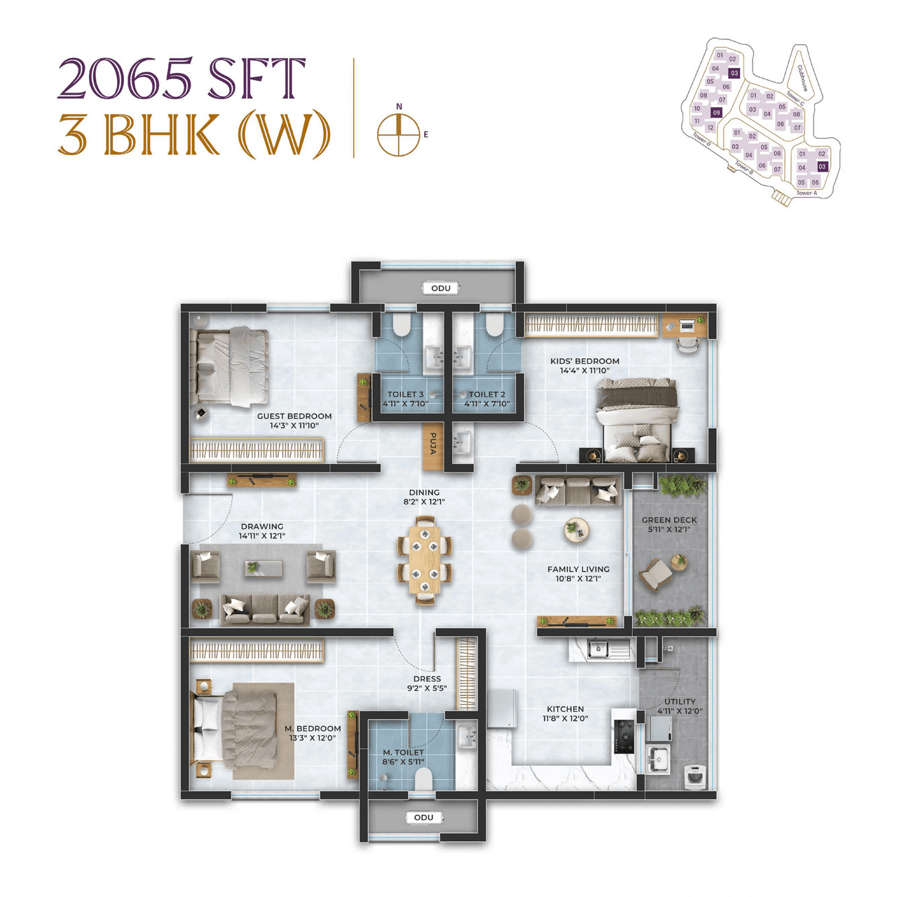 ASBL Landmark Unit plan - 1337 sq.ft.