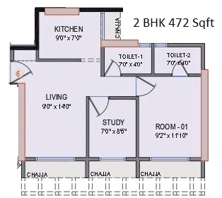 Unit plan - 472 sq.ft.