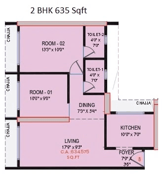 Gami Avant Unit plan - 635 sq.ft.