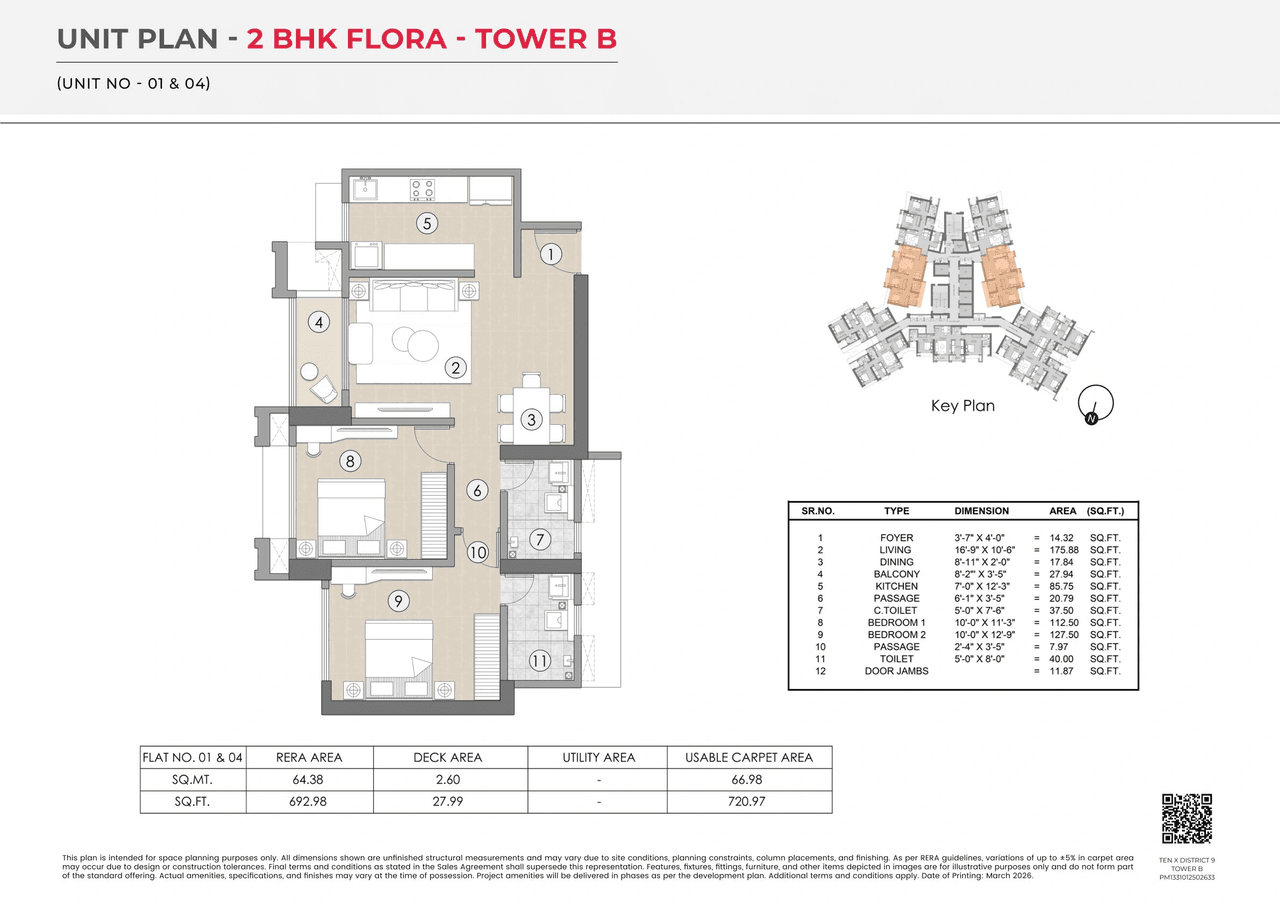 Raymond Ten x District 9 Unit plan - 720 sq.ft.