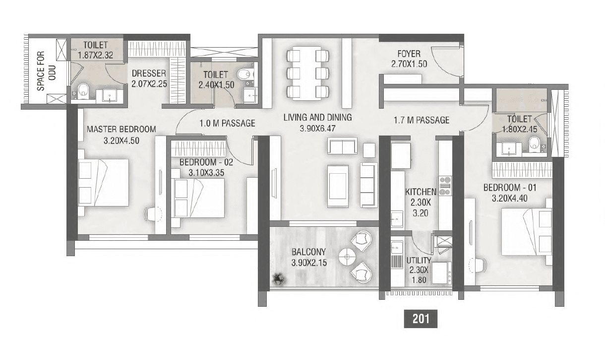 Unit plan - 1370 sq.ft.