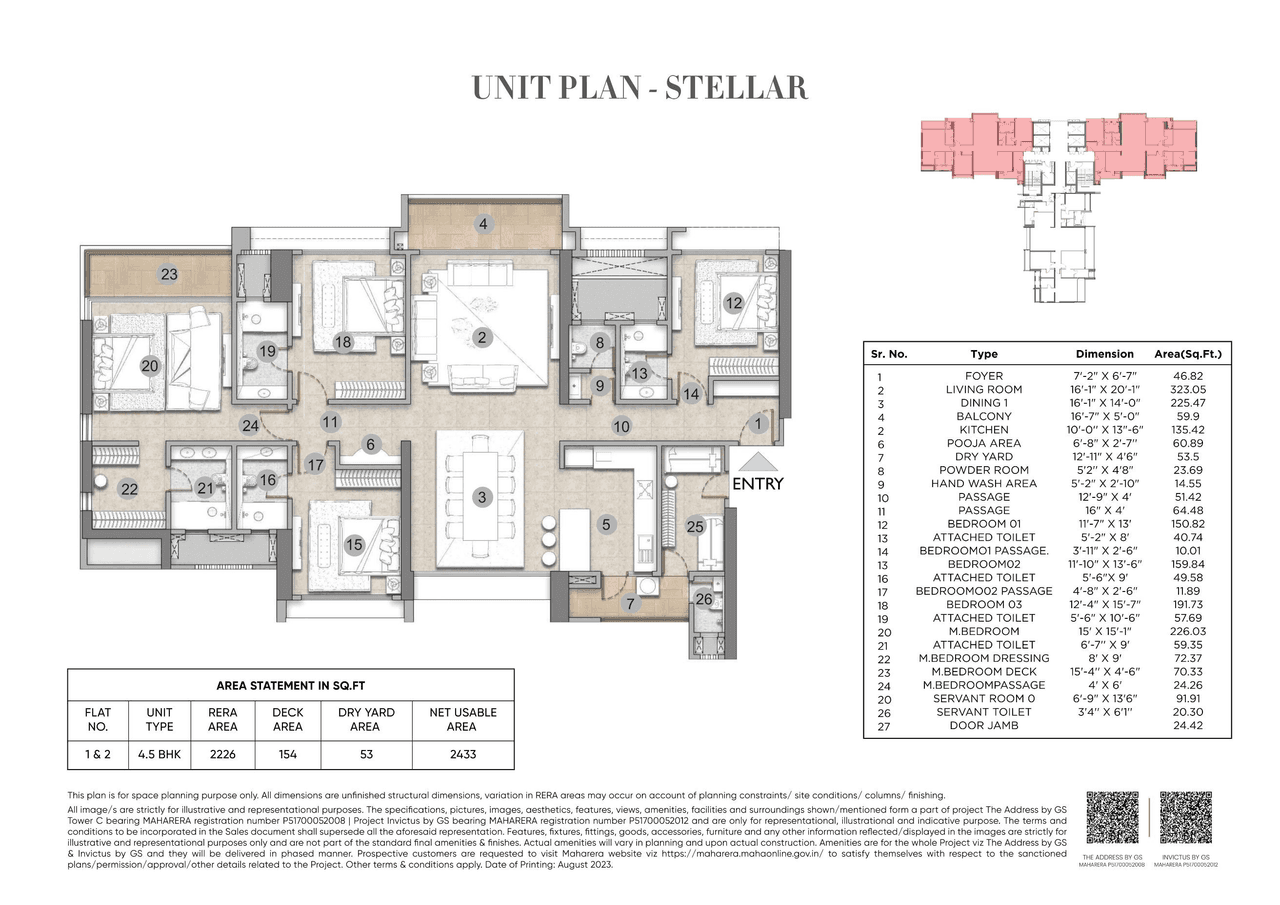 Raymond Invictus by GS Pokharan Road Unit plan - 2433 sq.ft.