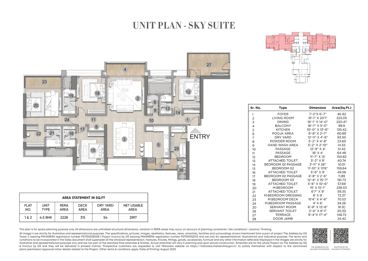 Raymond Invictus by GS Pokharan Road Unit plan - 2597 sq.ft.