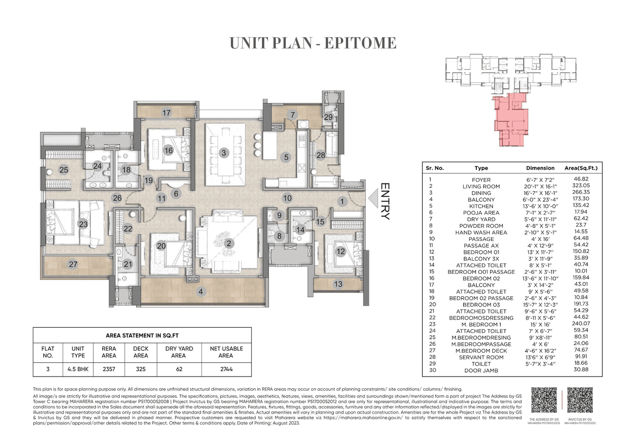 Raymond Invictus by GS Pokharan Road Unit plan - 2744 sq.ft.