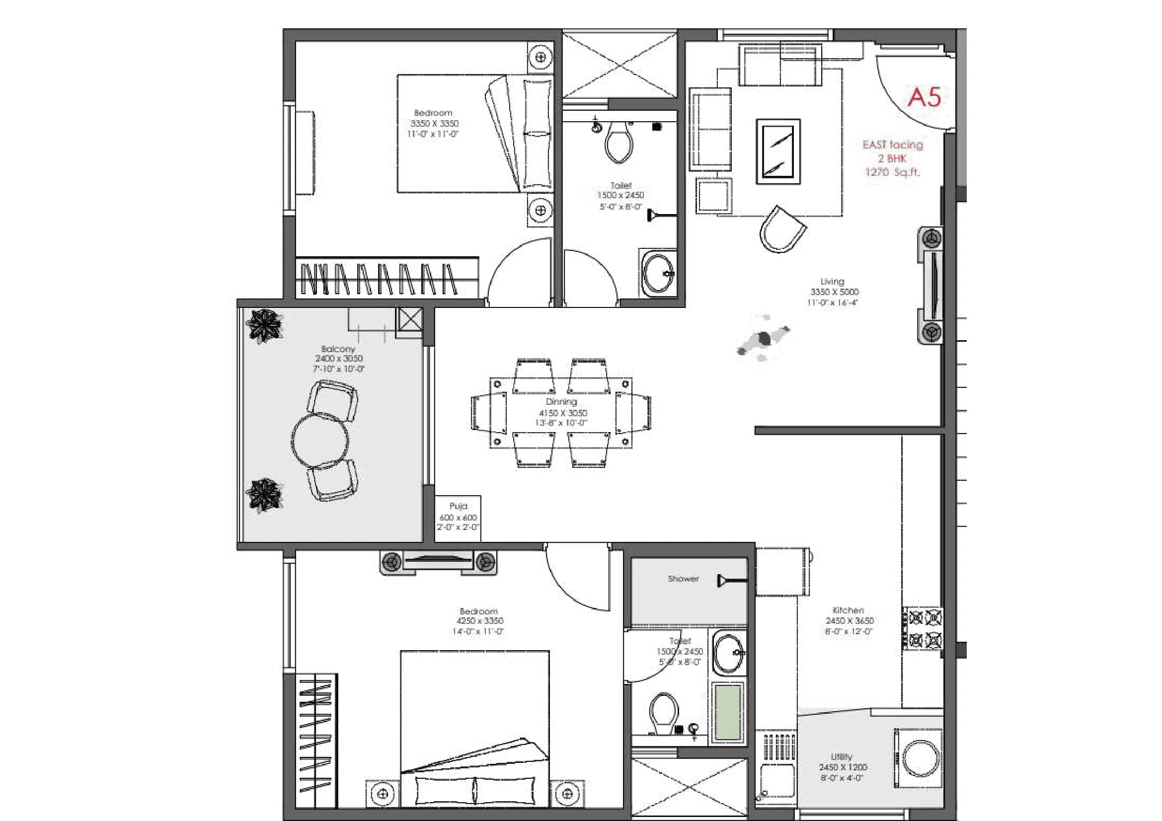 Unit plan - 953 sq.ft.