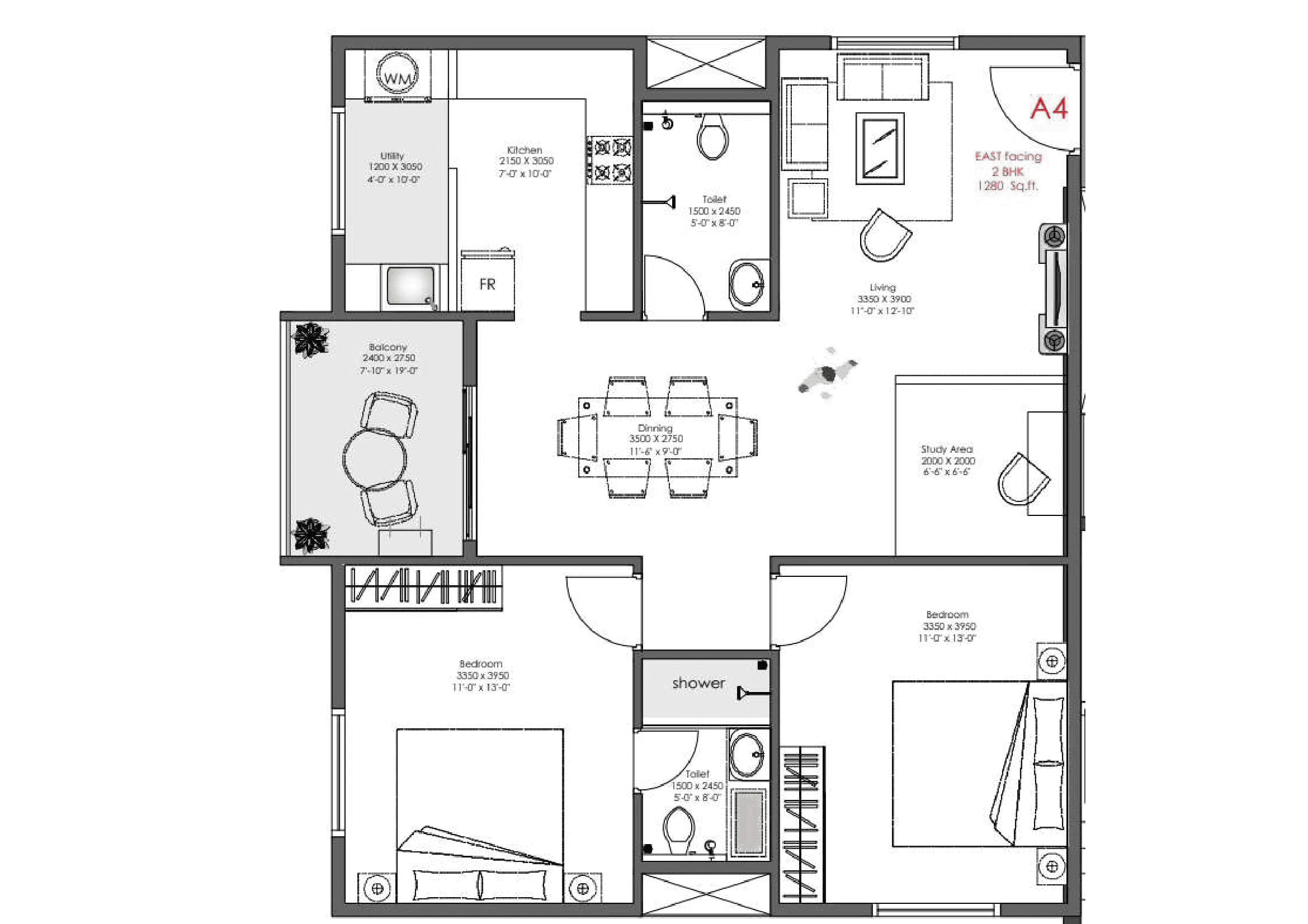 Unit plan - 960 sq.ft.