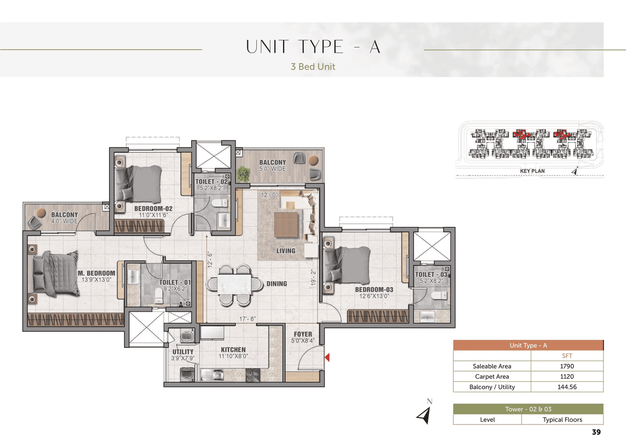 Prestige Elm Park Unit plan - 1132 sq.ft.